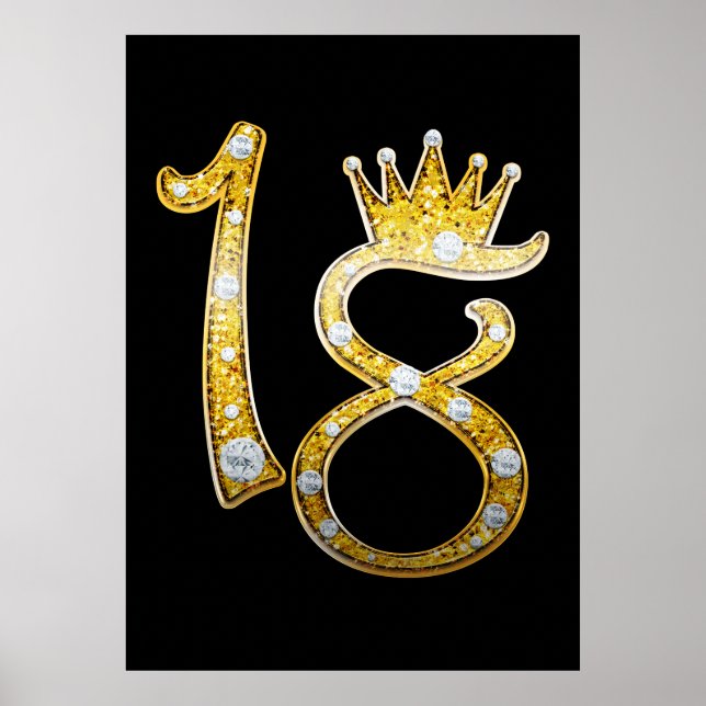 Poster Parties scintillant or Glam Couronne Diamond Bling (Devant)