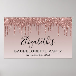Poster Parties scintillant or Rose Bachelorette