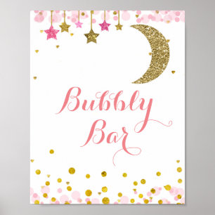 Poster Parties scintillant or rose lune aquarelle Bubbly 