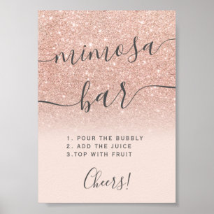 Poster parties scintillant or rose ombre blush mimosa bar