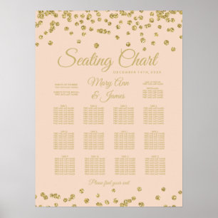 Poster Parties scintillant Platine Gold Faux Confetti Blu
