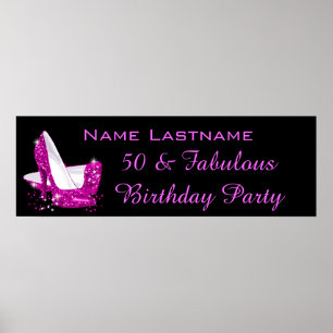 Poster Parties scintillant rose chaud talons hauts Banniè