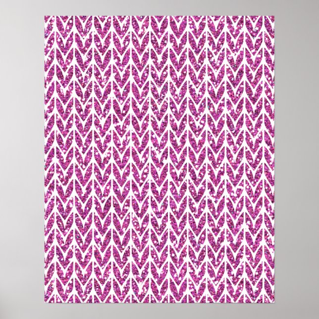 Poster Parties scintillant rose Chevrons Knit Motif Impri (Devant)