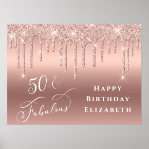 Poster Parties scintillant Rose Gold 50th Birthday Party