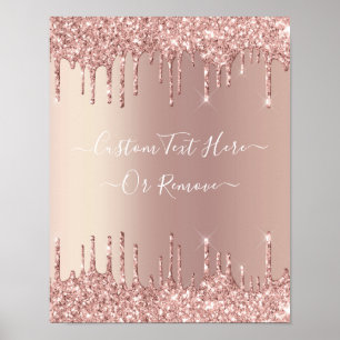 Poster Parties scintillant rose Gold Blush Éclats Texte p
