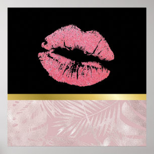Poster Parties scintillant rose lèvres et Rose Gold Tropi