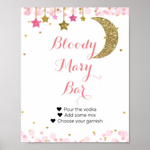 Poster Parties scintillant rose lune Aquarelle Bloody Mar