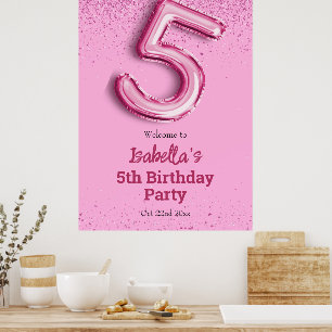 Poster Parties scintillant rose mignon ballon no.5 girly 