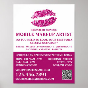 Poster Parties scintillant rose moderne lèvres, maquillag