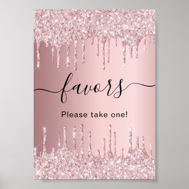 Poster Parties scintillant rose vif gouttes parti faveurs (Devant)