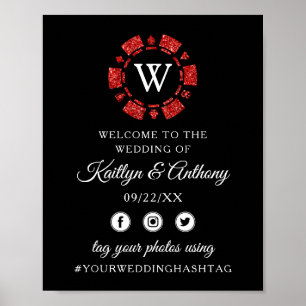 Poster Parties scintillant rouge Monogram Poker Chip Casi