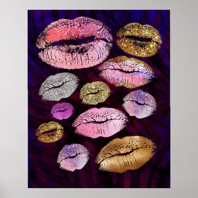 Poster Parties scintillant Sparkly Kiss Lips Beauty Maqui (Devant)