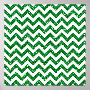Poster Parties scintillant verte Motif Chevron