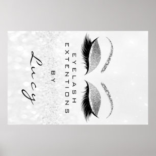 Poster Parties scintillantes d'argent de sourcil de salon