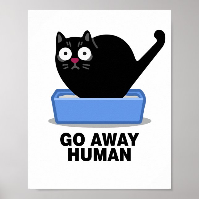 Poster Partir Humain Drôle Mignonne Chat Noir Déteste Hum (Devant)