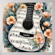 Partition Musique Guitare Acoustique En Fleurs De 