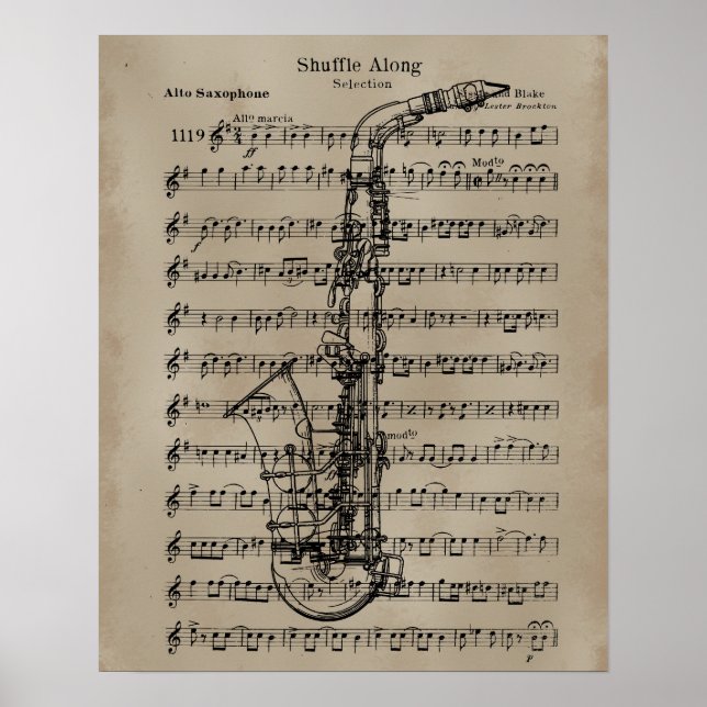 Poster Partition saxophone (Devant)