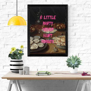Poster Party Pop Art Encore Vie Peinture Citation rose