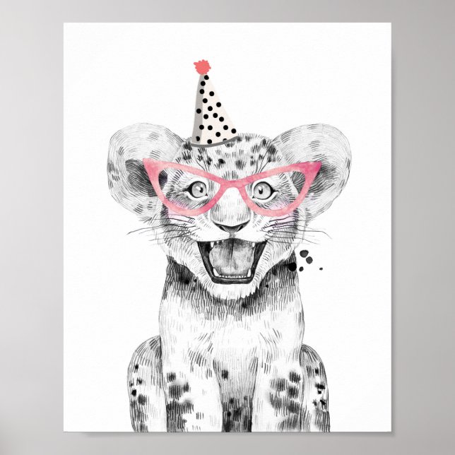 Poster Party Tiger Lion Safari Animaux Décor Anniversaire (Devant)