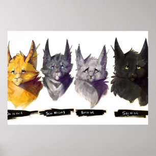 Poster Pas de chats guerriers mal puissance de trois illu