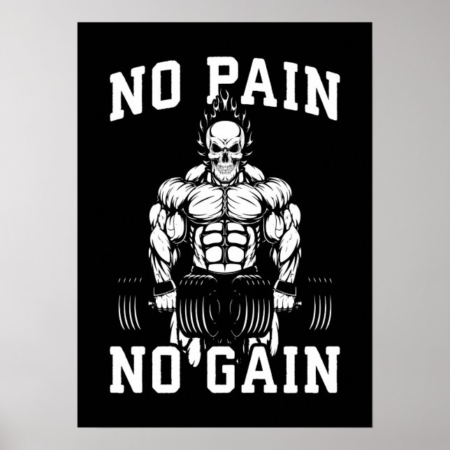 Poster Pas de douleur, pas de gain - Gym entraînement Mot (Devant)