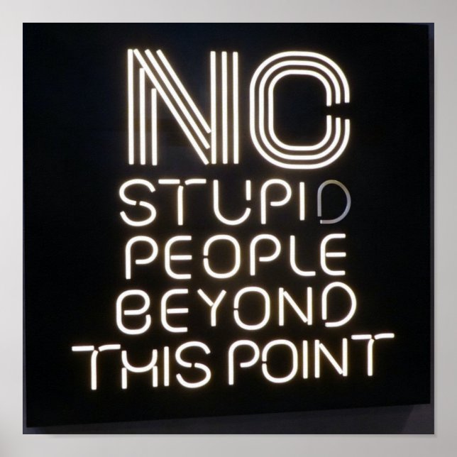Poster Pas de gens stupides au-delà de ce point drôle néo (Devant)
