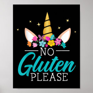 Poster Pas de gluten S'il vous plaît Unicorne Maladie coe