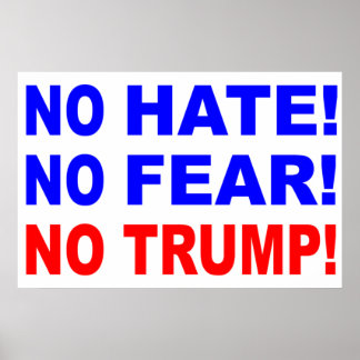 Poster "Pas de haine, pas de peur, pas de Trump !" Affic