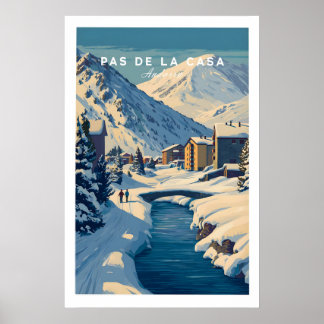 Poster Pas de la Casa Pyrenees Station de Ski Vue Impress