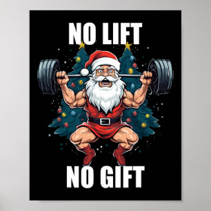 Poster Pas de levée, pas de cadeau Père Noël Noël Gymnast
