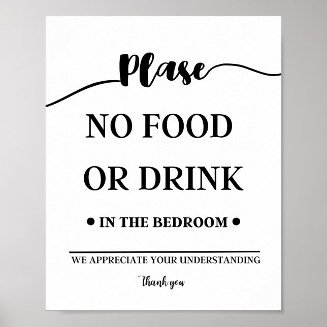 Poster Pas de nourriture ou de boisson dans la chambre (Devant)