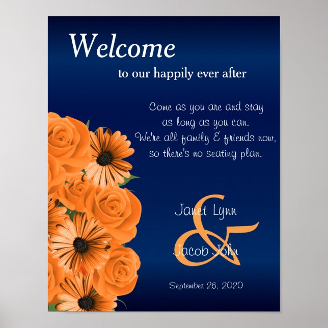 Poster Pas de plan de siège - Beau Rose orange et bleu (Devant)