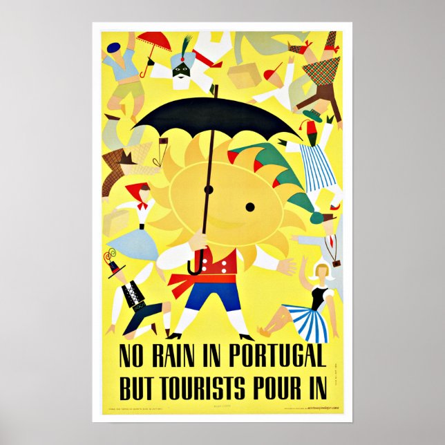 Poster Pas de pluie au Portugal Vintage voyage (Devant)