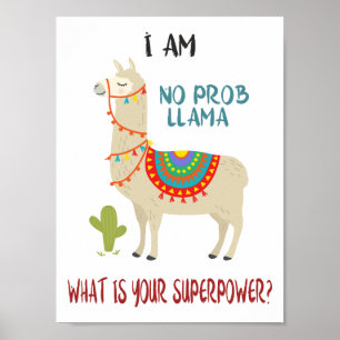 Poster Pas de problème Llama No Prob Llama Superpower Fun