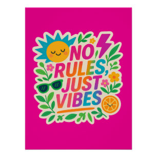 Poster Pas de règles Vibes - Neon Gradient Kawaii-Punk Ty