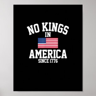 Poster Pas de rois en Amérique Drapeau USA Rétro Style Co