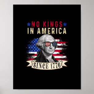 Poster Pas de rois en Amérique Drapeau USA Rétro Style Co