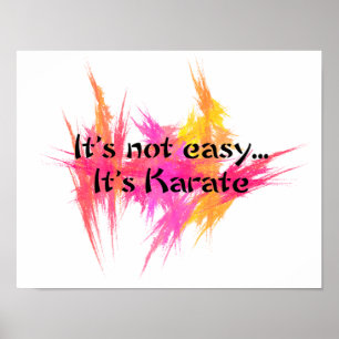Poster Pas facile - Karate Pink Orange