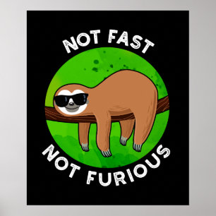 Poster Pas Fast Pas Furny Funny Film Sloth Pun Dark BG