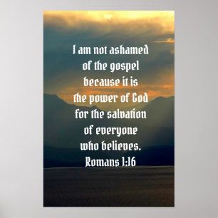 Poster Pas Honte De L'Évangile Romains 1:16 Bible Verse