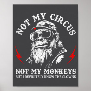 Poster Pas mon cirque, pas mes singes, drôle de dicton de
