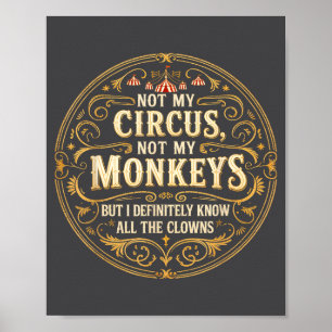 Poster Pas Mon Cirque Pas Mes Singes Mais Je Connais Tous
