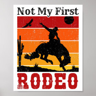 Poster Pas mon premier Rodéo Cowboy Cowgirl Coucher du so