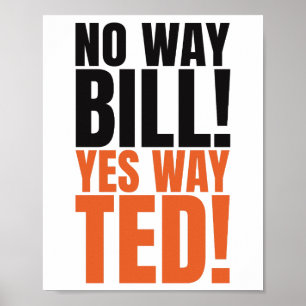 Poster Pas moyen Bill Oui Moyen Ted - Citation drôle de B
