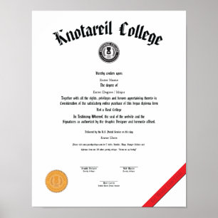 Poster Pas un vrai diplôme 11 x 14 d'université
