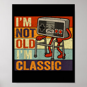 Poster Pas vieux classique drôle vieux joueur de jeux vid