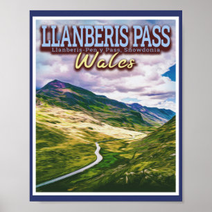 POSTER PASSE DE LLANBERIS - SNOWDONIE - WALES DU NORD