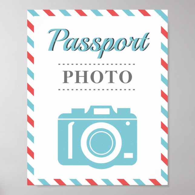 Poster Passeport Photo Booth Airline Travel Party Blue Re (Devant)