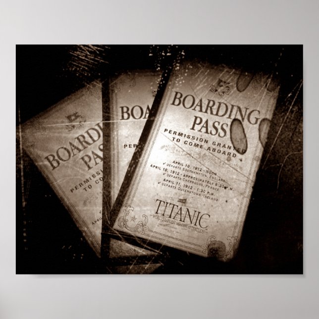 Poster Passes d'embarquement Titanic RMS (Devant)
