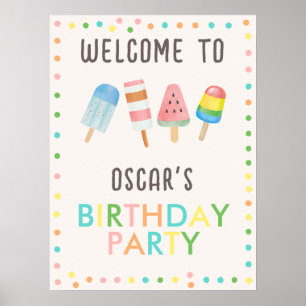 Poster Passez chez nous et fêtez les glaces Anniversaire 